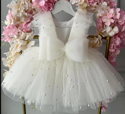 White Birthday Tutu Dress, 1st Birthday Dress