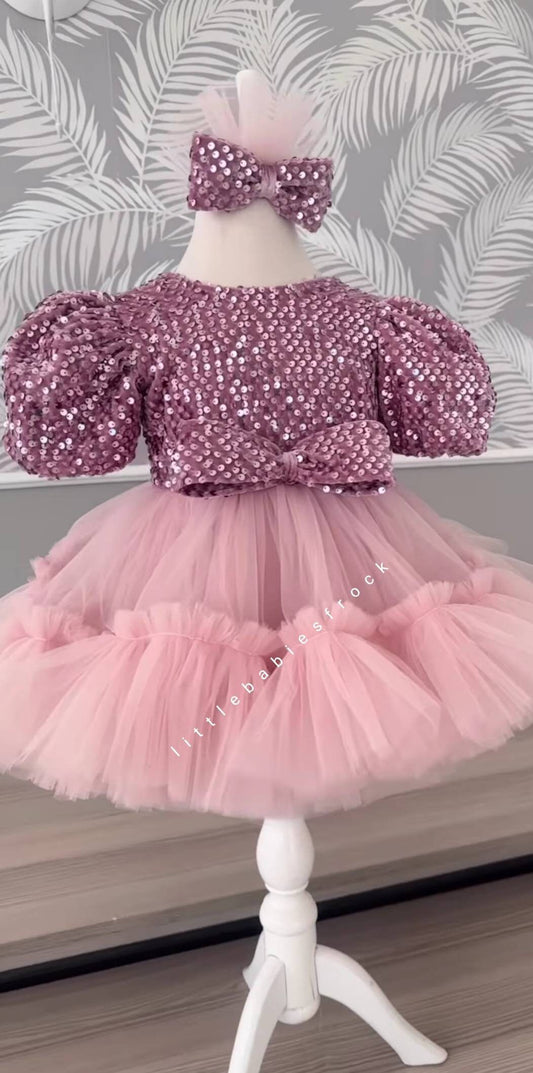 Handmade Sequin 1st Birthday Dress: Baby Girl Tutu Party Frock
