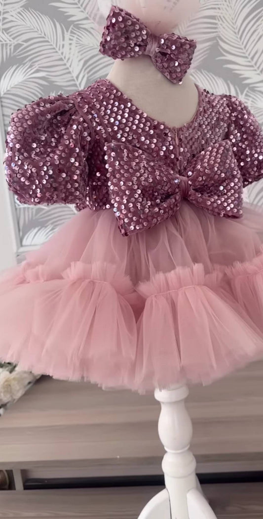 Handmade Sequin 1st Birthday Dress: Baby Girl Tutu Party Frock