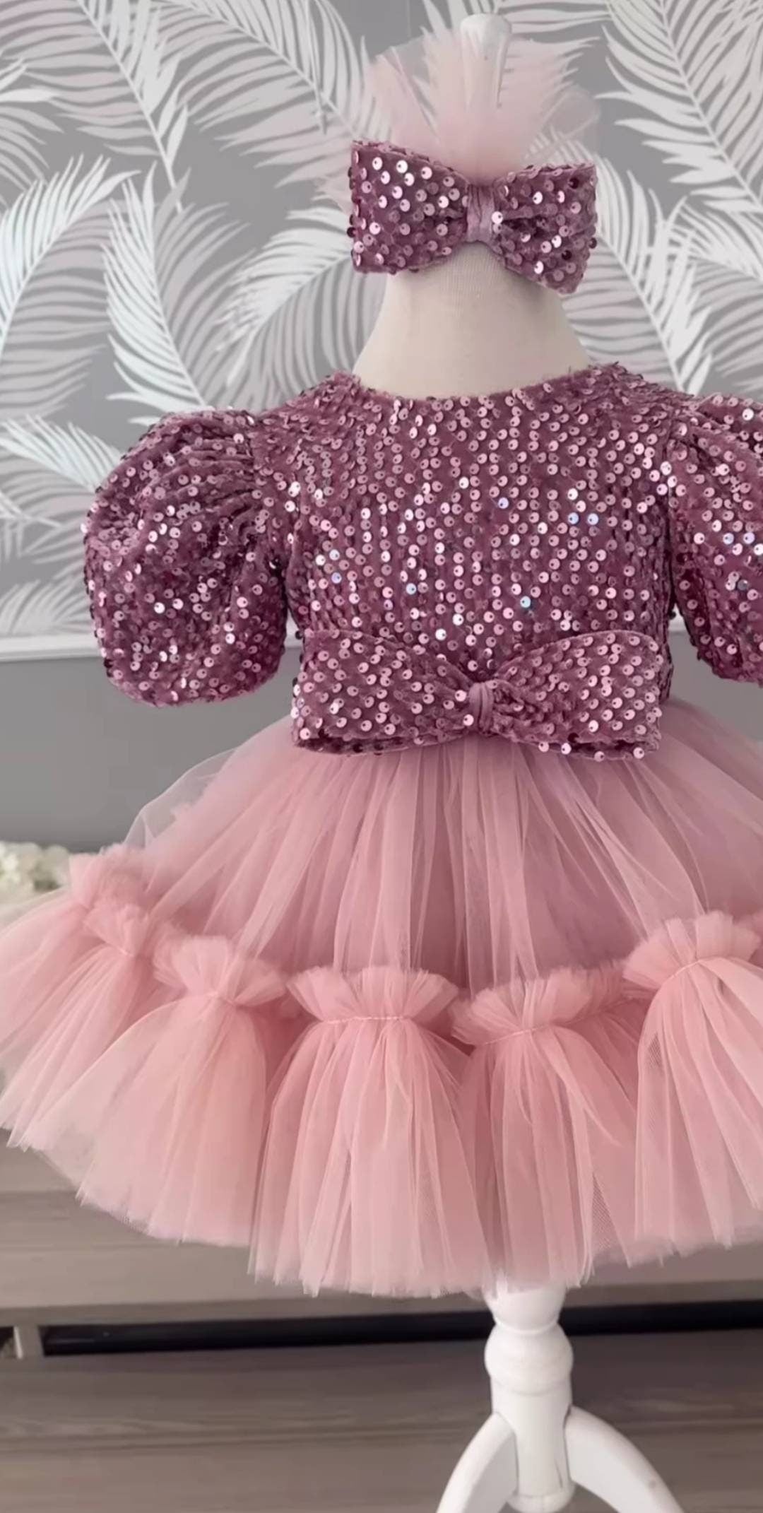 Handmade Sequin 1st Birthday Dress: Baby Girl Tutu Party Frock