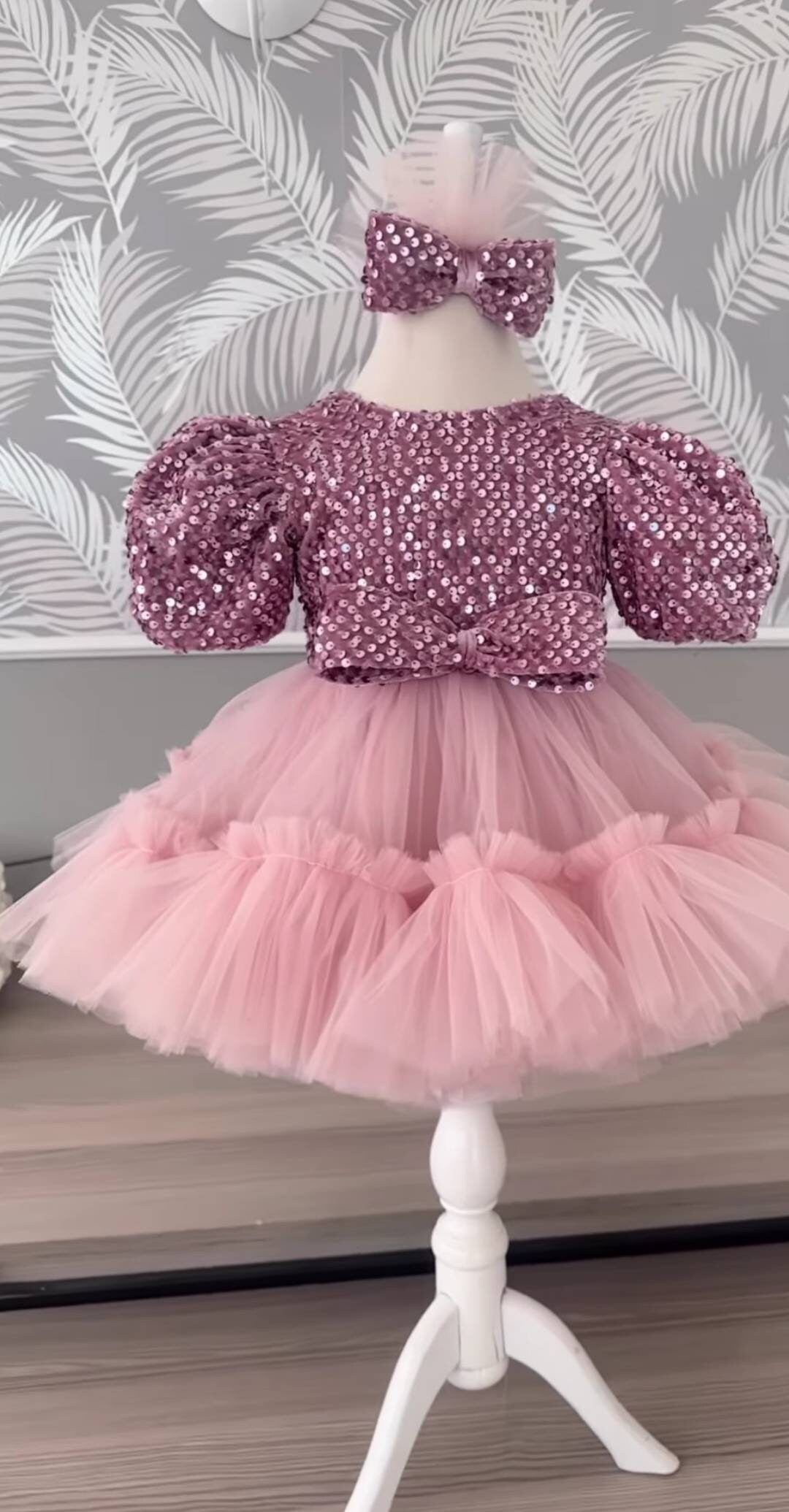 Handmade Sequin 1st Birthday Dress: Baby Girl Tutu Party Frock