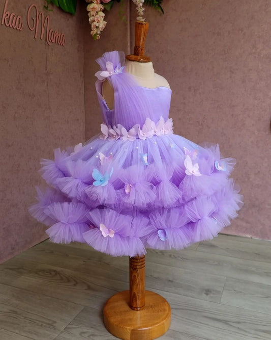Handmade Lilac Tutu Dress: Long Sleeve Flower Girl Costume