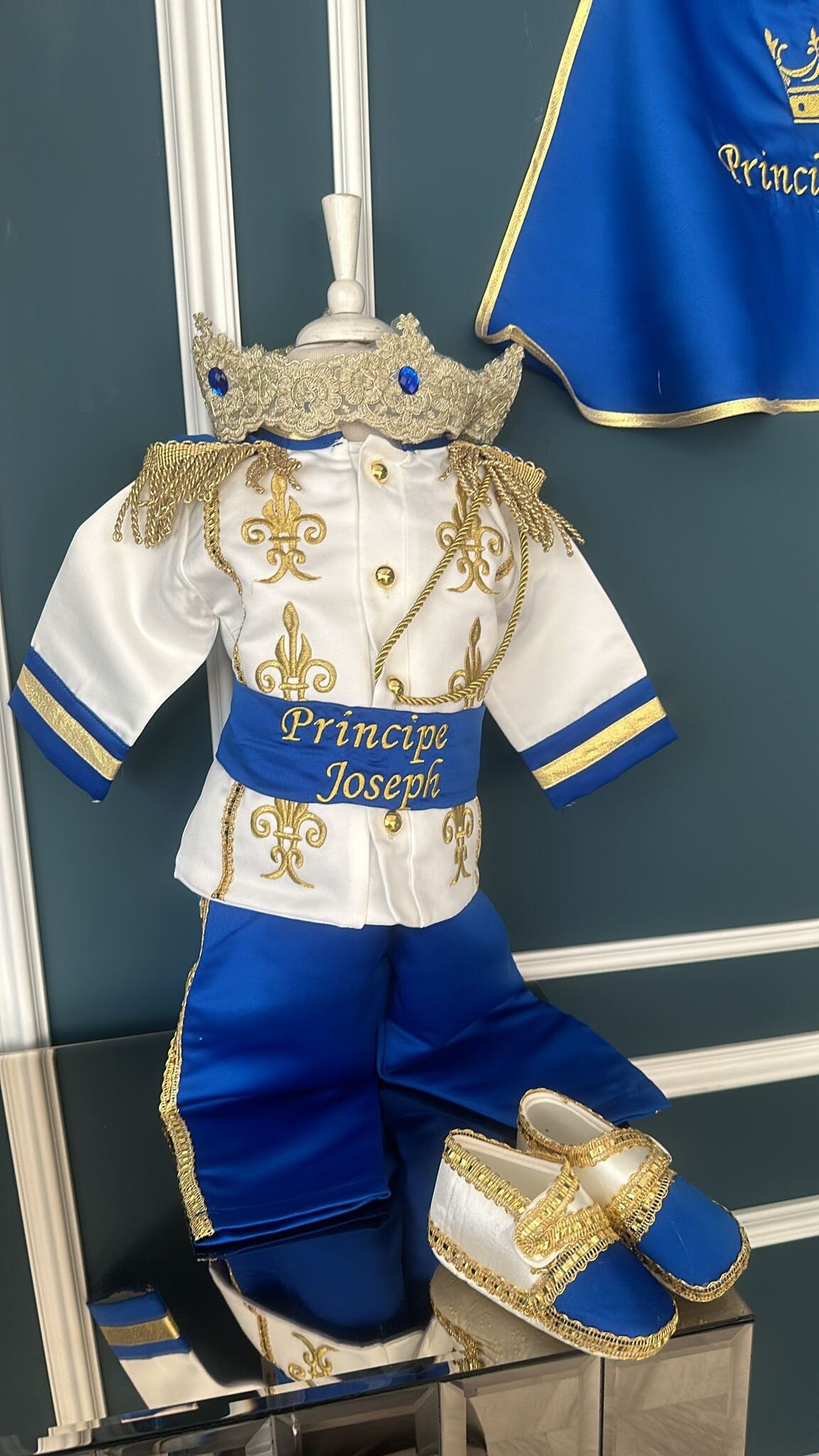 Royal Prince First Birthday Outfit: Personalized Cake Smash Costume – side view