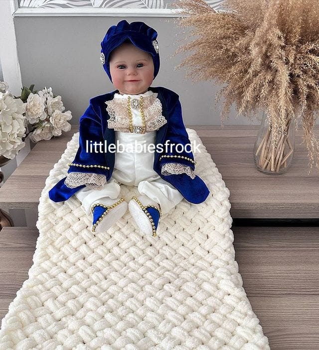 Prince Charming Costume: Royal Blue Velvet Baby Suit – styled look