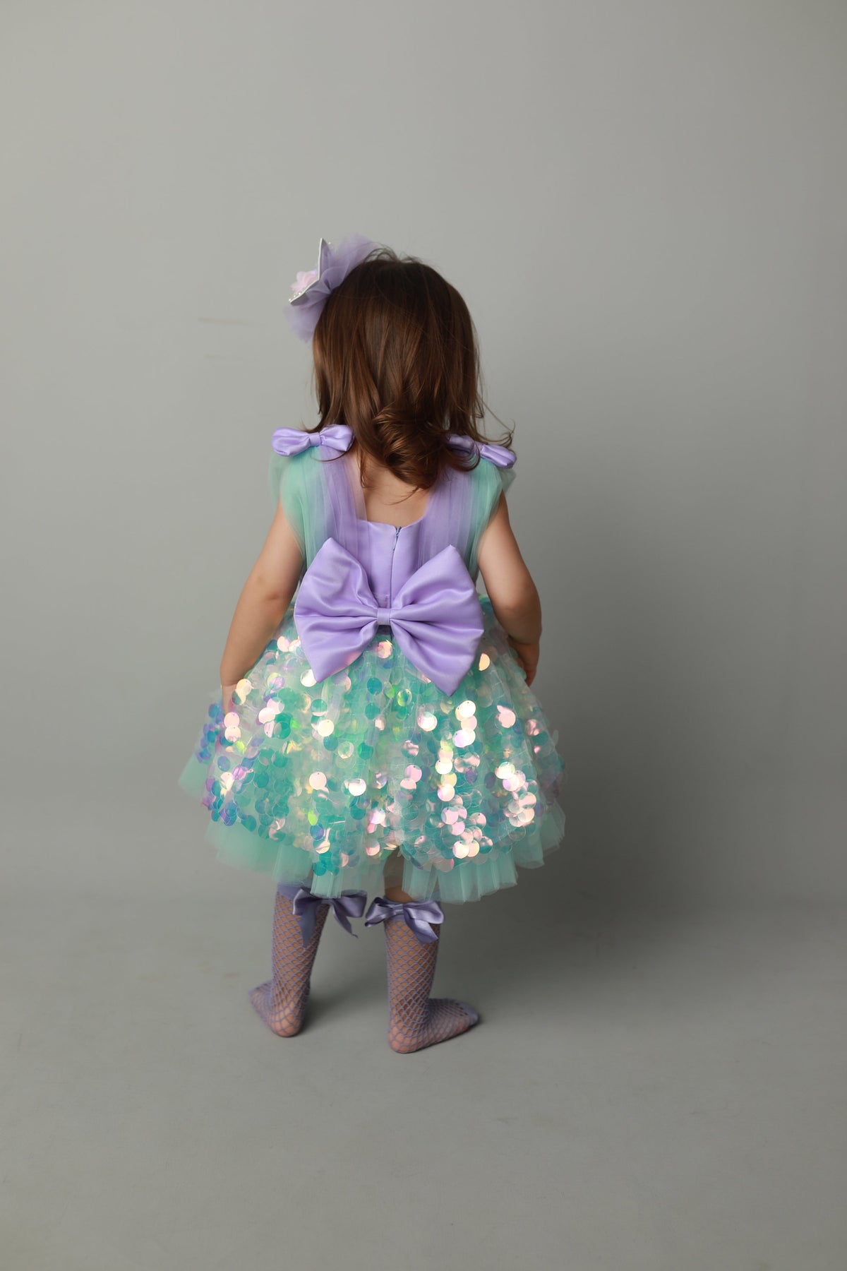 Handmade Mermaid Costume Dress: Baby Girl Party, First Birthday – close-up