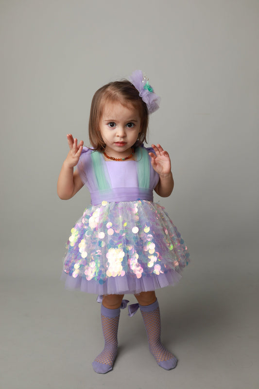 Mermaid Costume: Baby Girl Sequin Party Dress