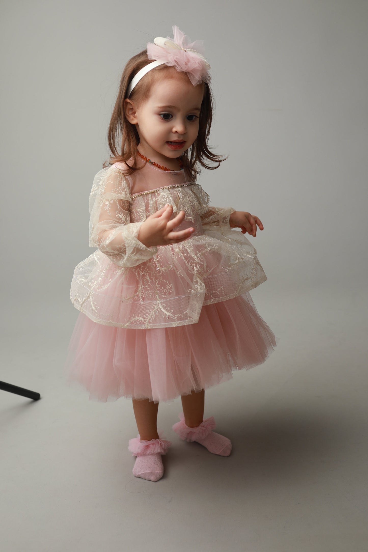 Pink Tulle Flower Girl Dress, Lace Birthday Party, Tutu Wedding Dress