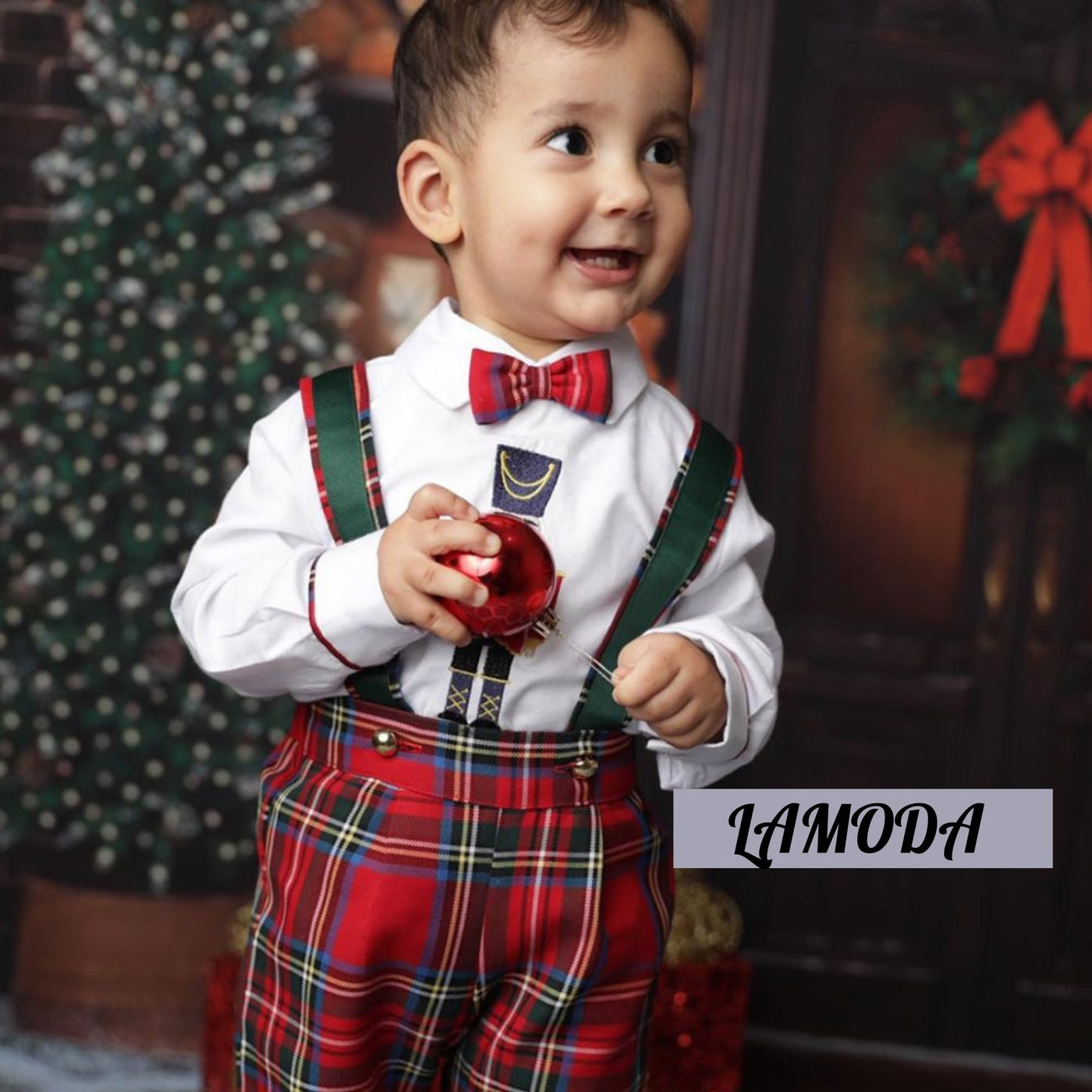 Handmade Red Plaid Boy Sets Wedding/Birthday Photo Shoot/Prince Charming costume – detail shot