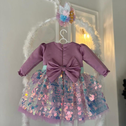 Handmade Mermaid Sequin Dress: Baby Girl First Birthday Party