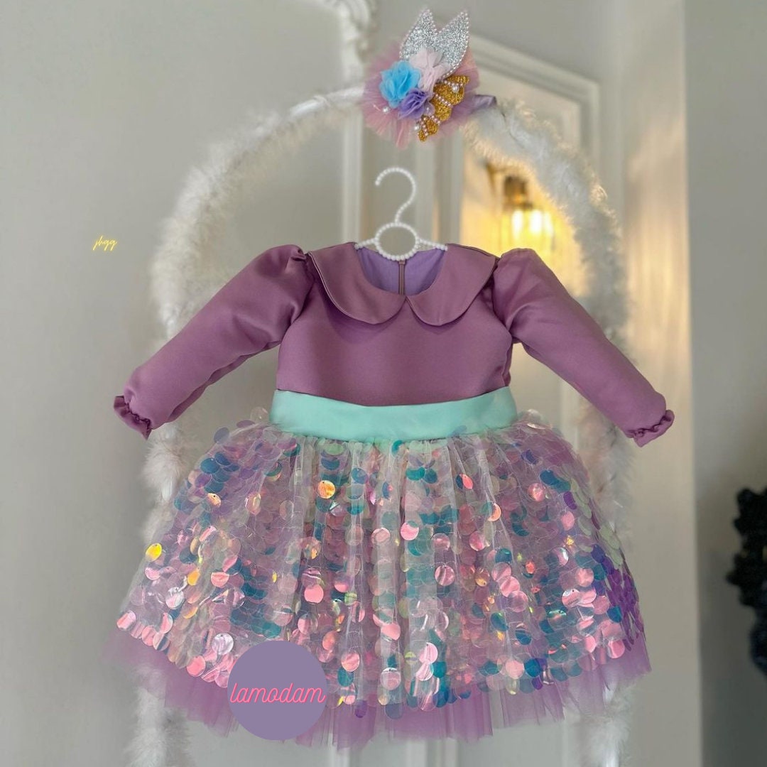 Handmade Mermaid Sequin Dress: Baby Girl First Birthday Party