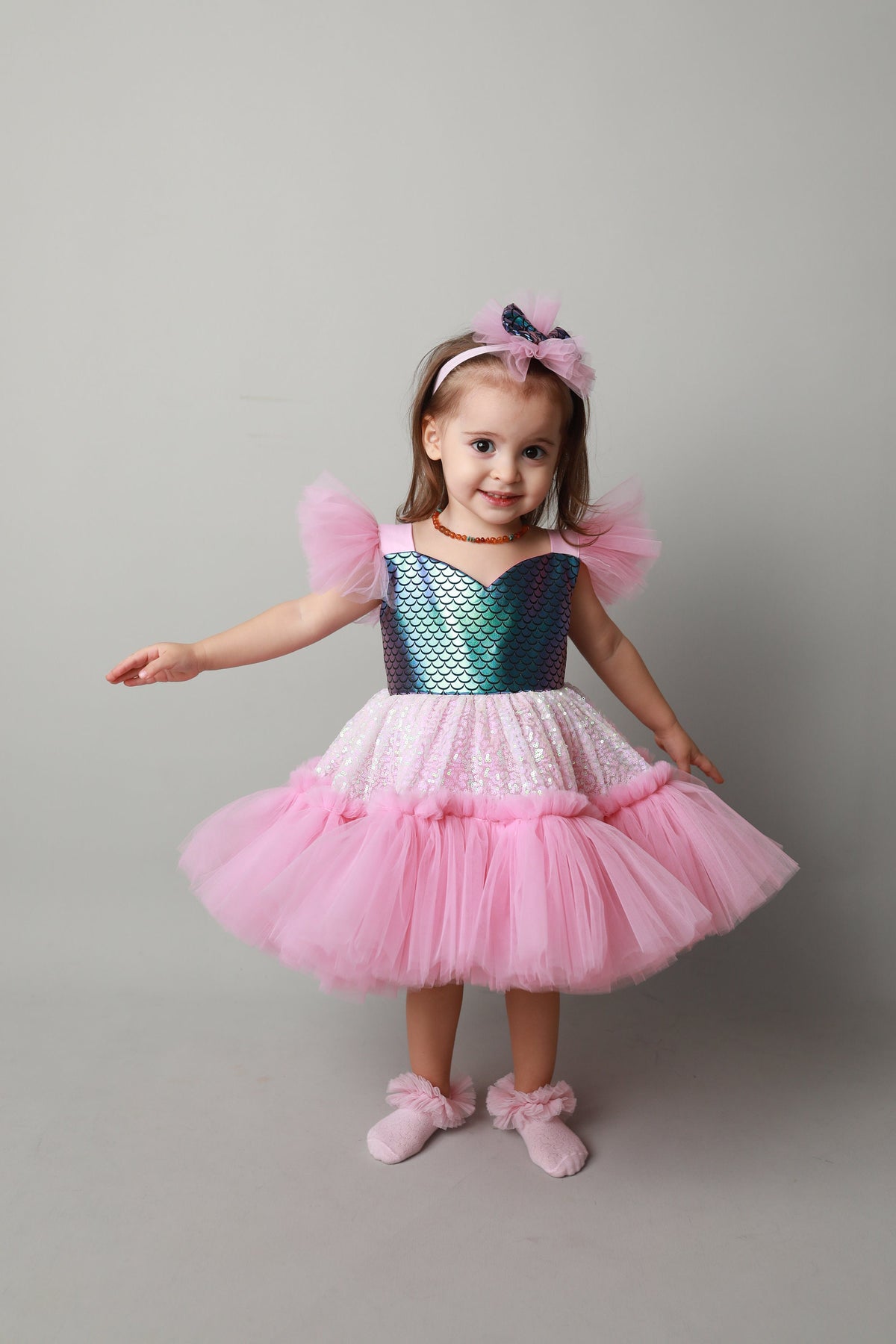 Mermaid Costume: Baby Girl Party Dress, First Birthday – side view