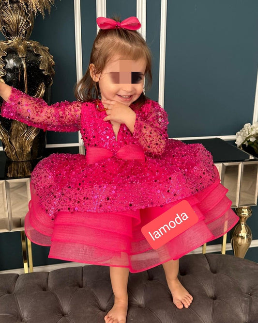 Handmade Sparkle Red Dress: Baby Girl Party, Photoshoot Dress