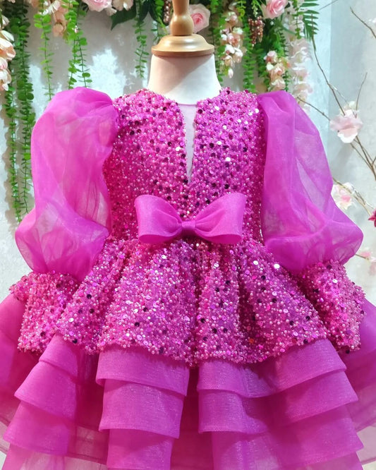 Handmade Sparkle Girl Dress: Red Sequin Party Dress