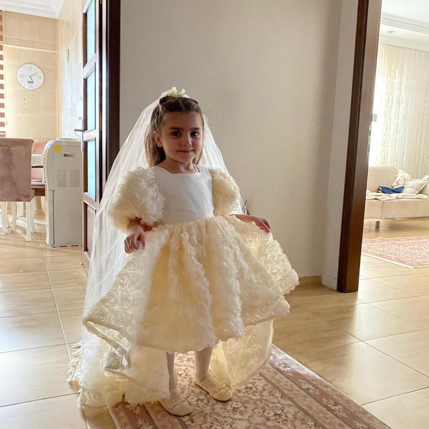 Handmade Sequin Tulle Flower Girl Dress: Puffy Princess Party Dress