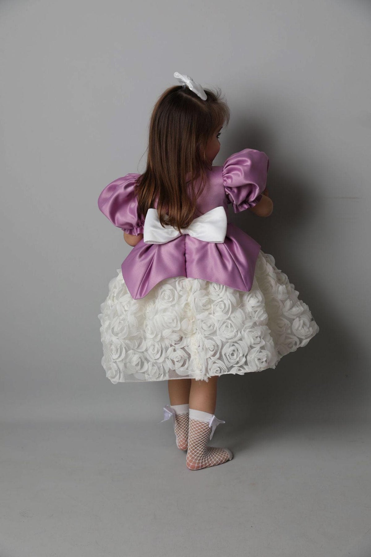 Handmade Purple Satin Flower Girl Dress: Tulle Sequin Tutu – styled look