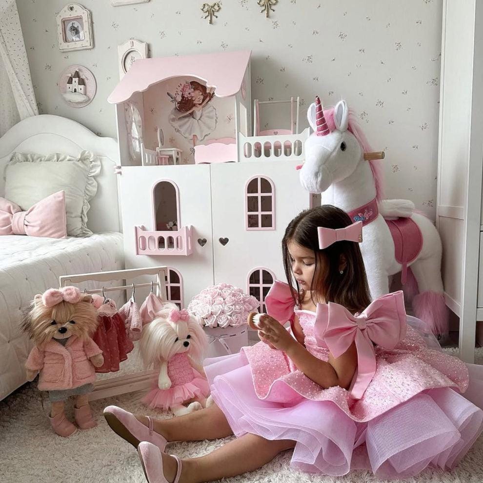 Pink Sequin Tulle Tutu Dress: Handmade Princess Party Dress