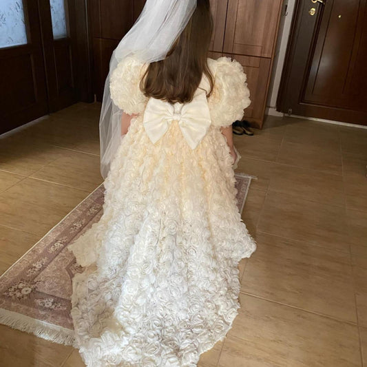 Handmade Sequin Tulle Flower Girl Dress: Puffy Princess Party Dress