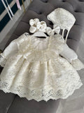 White Tulle Baby Dress: Handmade Sequin Flower Girl Outfit
