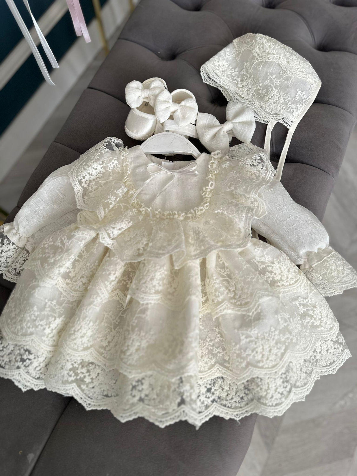 White Tulle Baby Dress: Handmade Sequin Flower Girl Outfit for birthdays