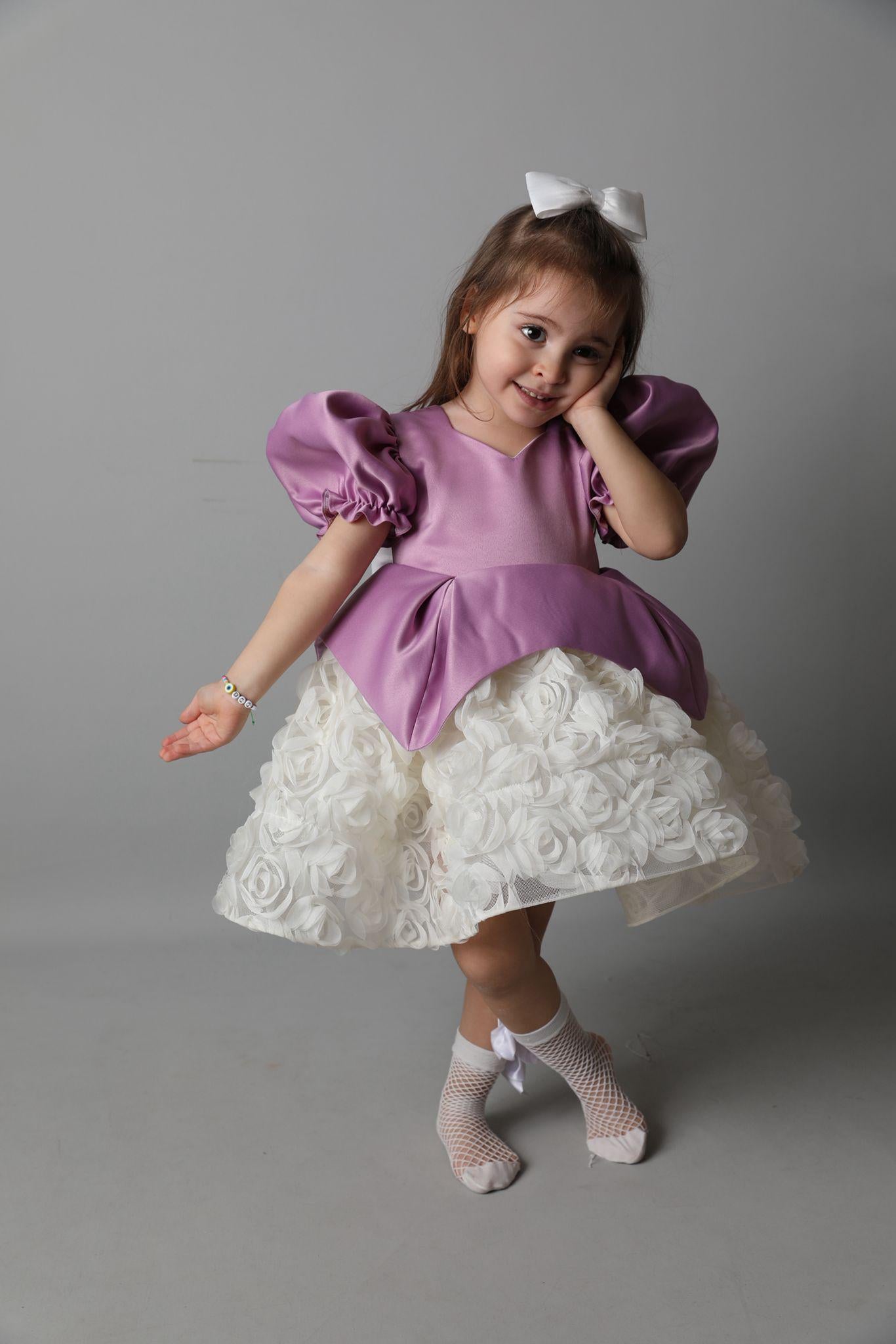 Handmade Purple Satin Flower Girl Dress: Tulle Sequin Tutu