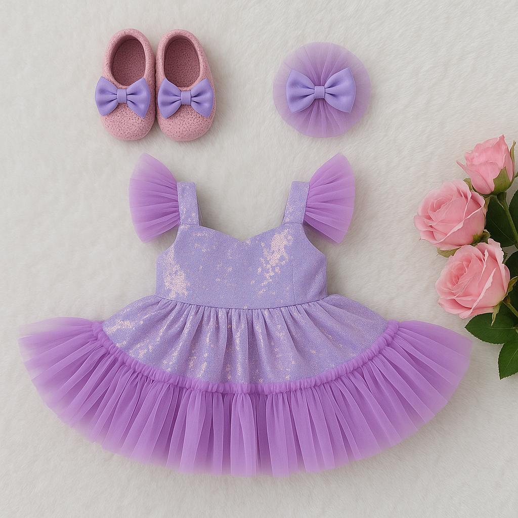 Pink Sequin Ruffle Tutu Dress: Elegant First Birthday Party Outfit