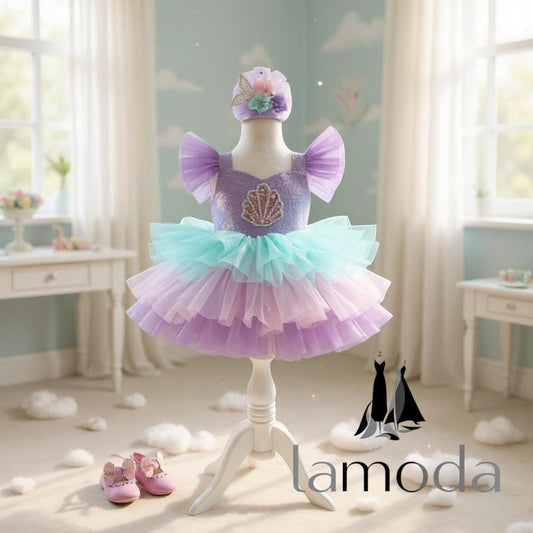 Pink Mermaid Sequin Tutu Dress: Elegant First Birthday Outfit