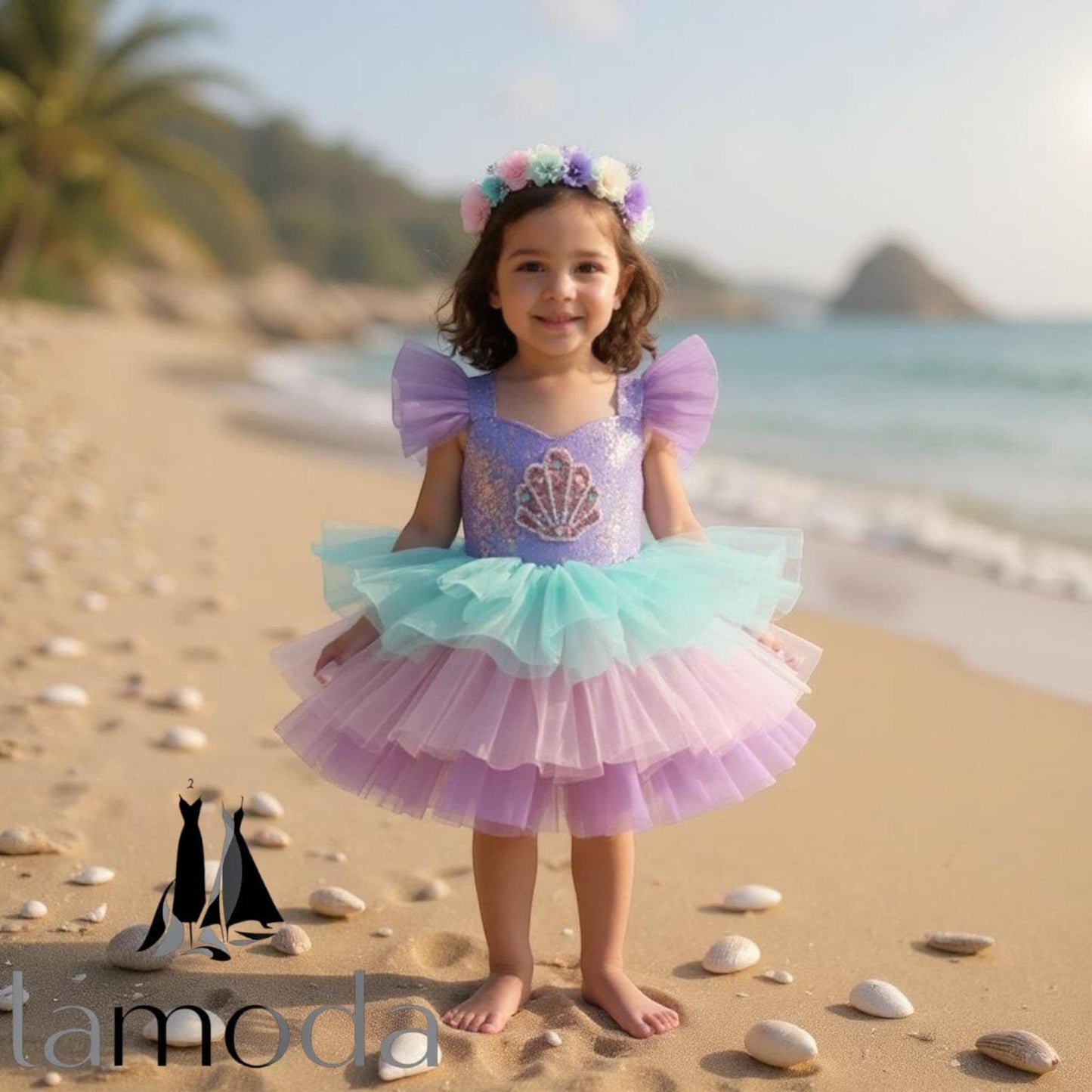 Pink Mermaid Sequin Tutu Dress: Elegant First Birthday Outfit