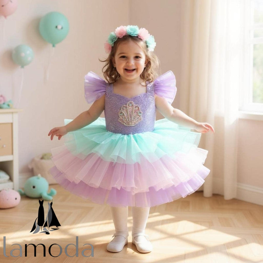 Pink Mermaid Sequin Tutu Dress: Elegant First Birthday Outfit