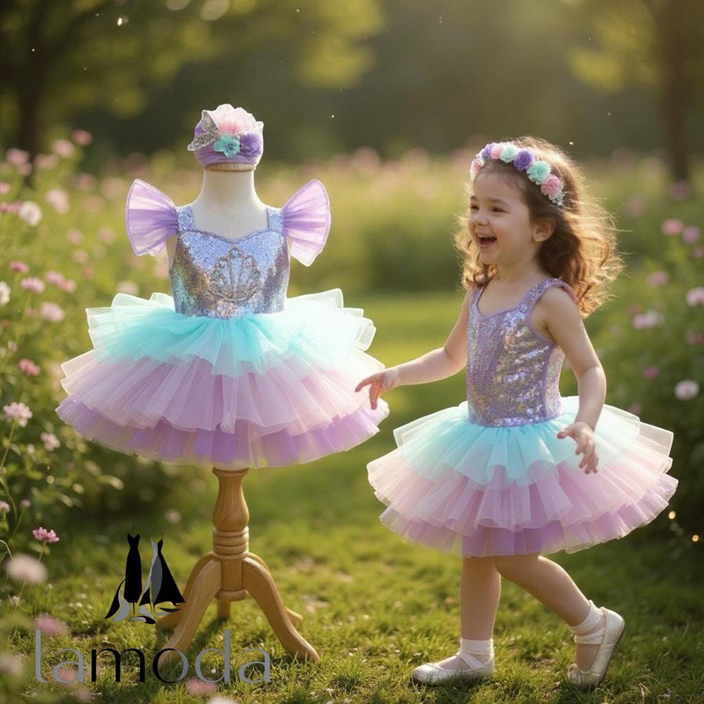 Pink Mermaid Sequin Tutu Dress: Elegant First Birthday Outfit