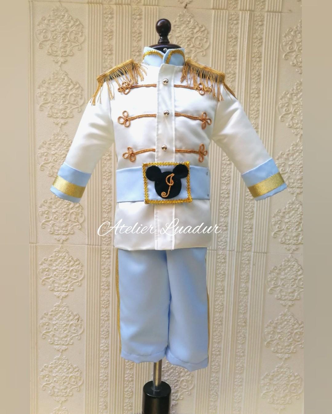 Baby Prince Charming Costume, Royal Blue Birthday Outfit for Boys, Handmade Toddler Colonial Suit, Baby Shower Gift Outfit