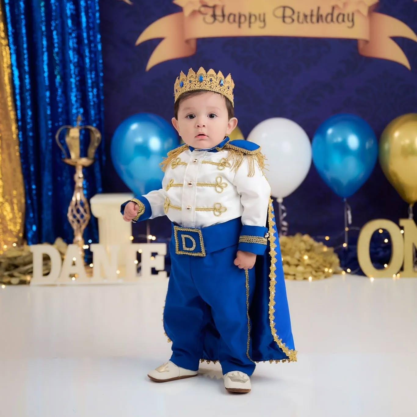 Toddler Prince Charming Outfit, Baby Boy Royal Blue Colonial Costume, Handmade Birthday Suit, Baptism Christening Clothes