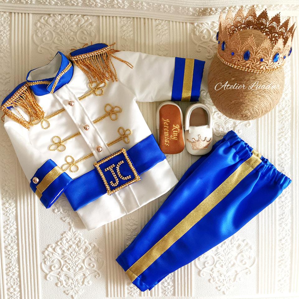 Toddler Prince Charming Outfit, Baby Boy Royal Blue Colonial Costume, Handmade Birthday Suit, Baptism Christening Clothes