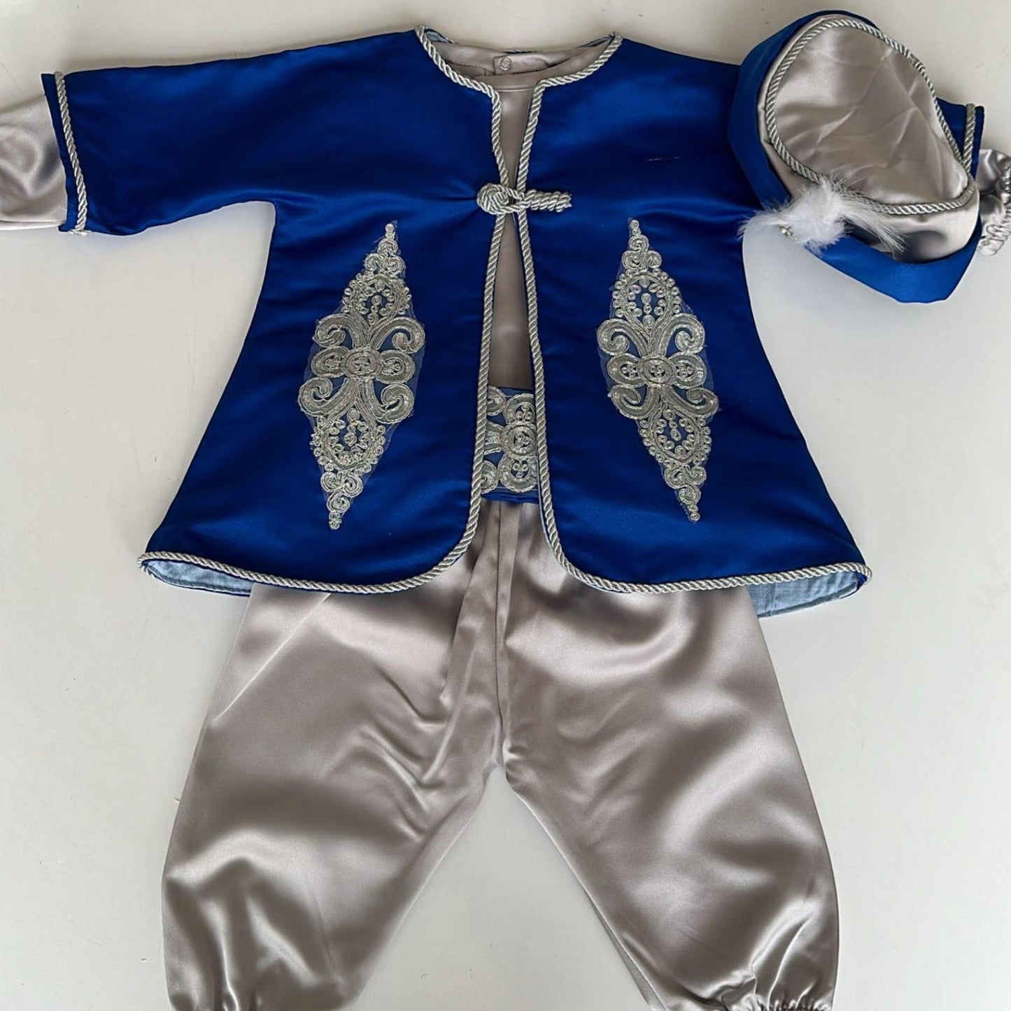 Handmade Baby Boy Prince Costume: Blue & Gold Birthday Outfit
