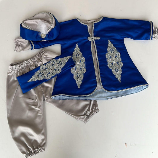 Handmade Baby Boy Prince Costume: Blue & Gold Birthday Outfit
