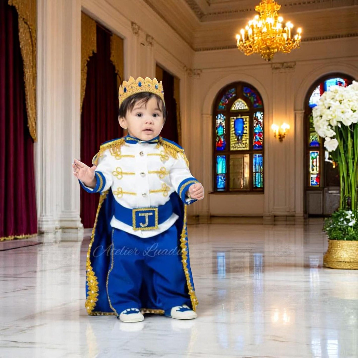 Handmade Prince Charming Costume: Royal Blue & Gold Birthday Outfit