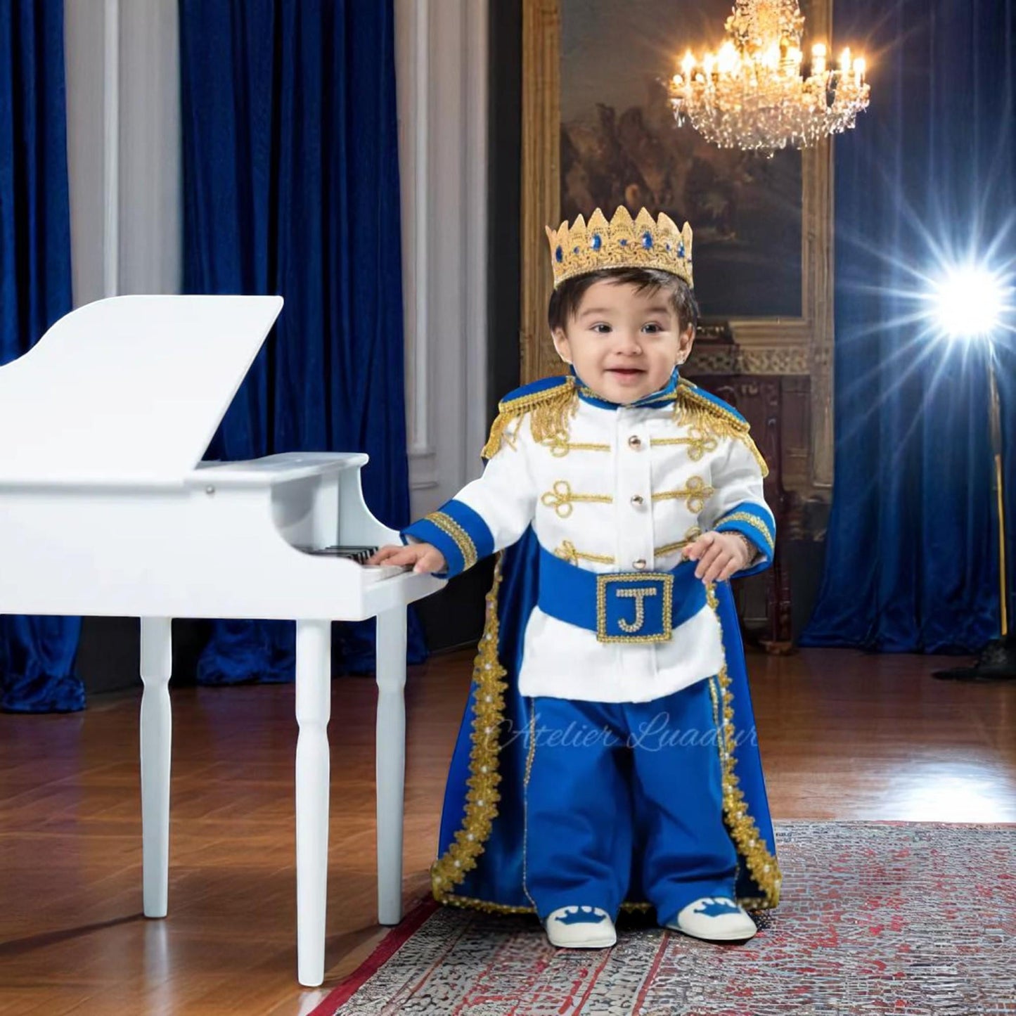 Handmade Prince Charming Costume: Royal Blue & Gold Birthday Outfit
