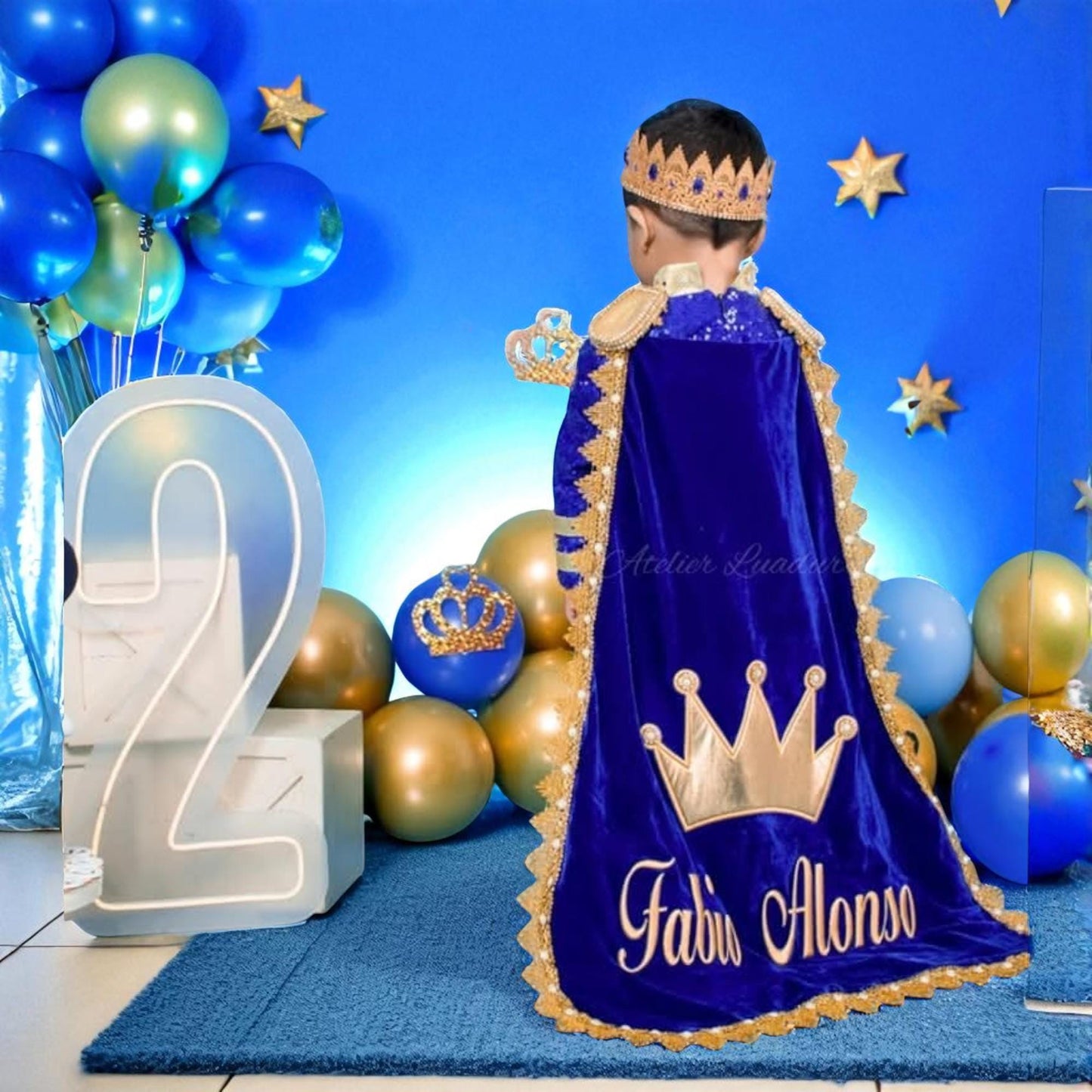 Handmade Baby Boy Prince Costume: Royal Blue & Gold Birthday Outfit