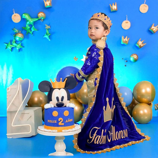 Handmade Baby Boy Prince Costume: Royal Blue & Gold Birthday Outfit