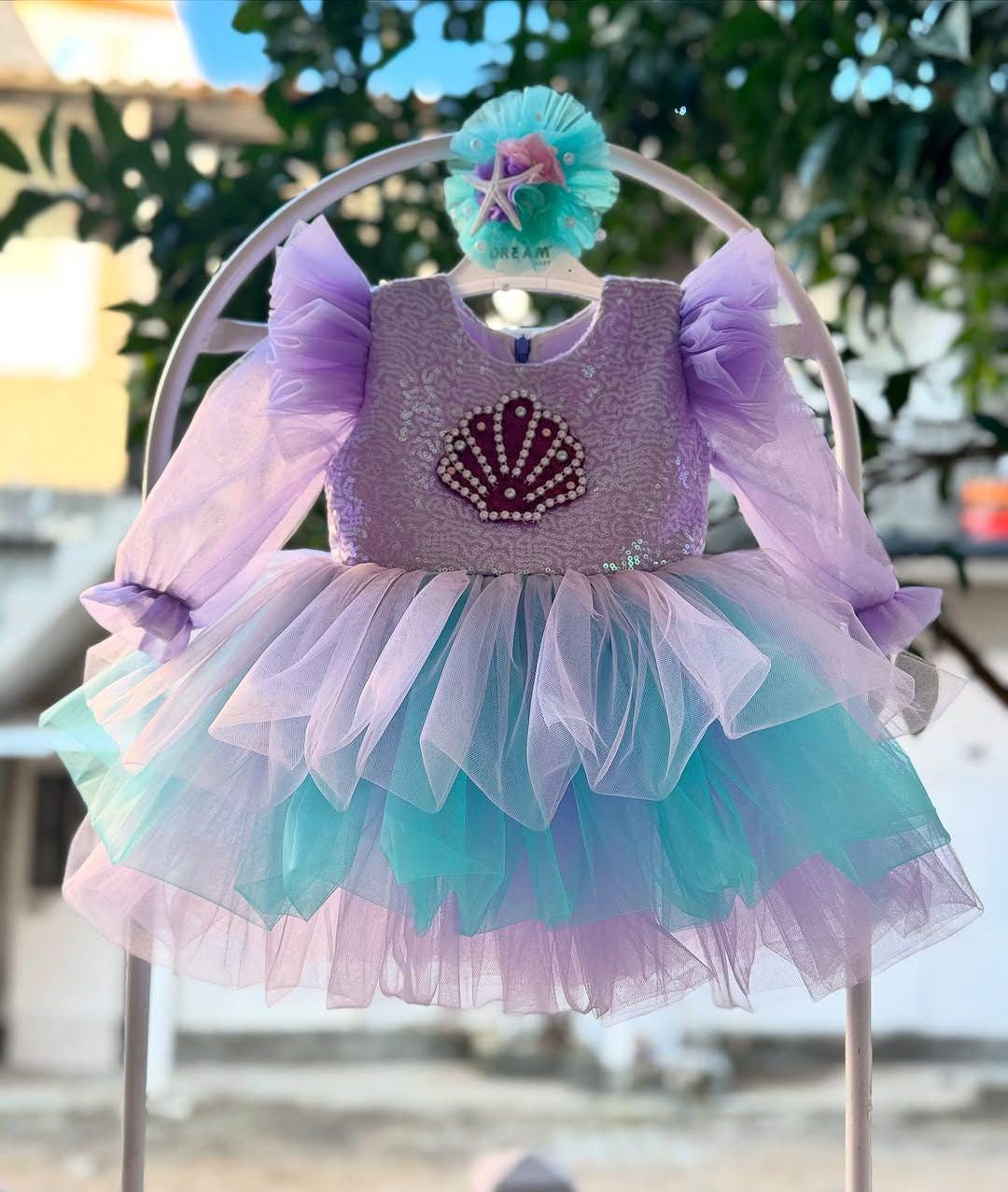 Christmas Toddler Dress: Green & Red Tulle Ruffle Party Dress – close-up