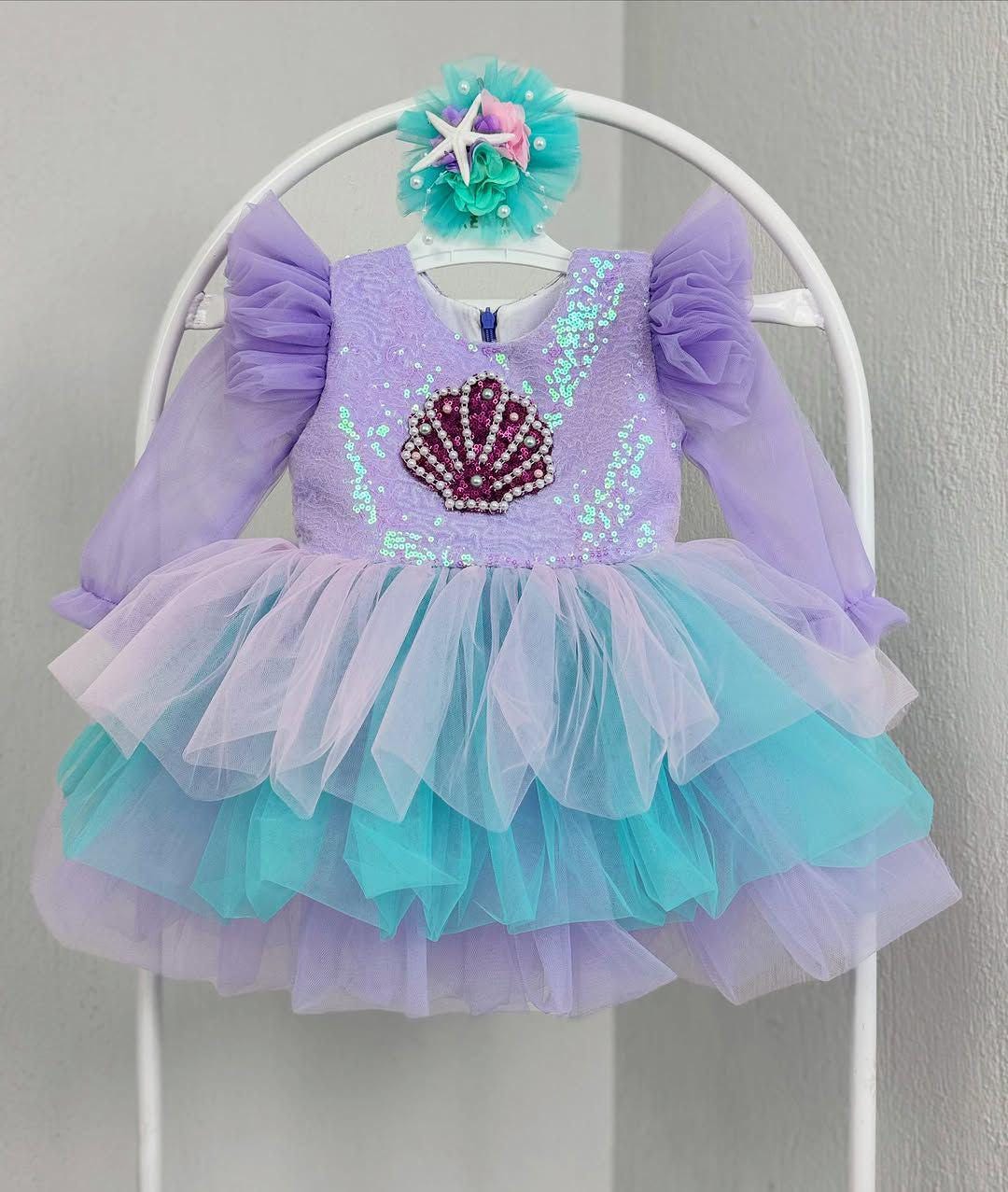 Christmas Toddler Dress: Green & Red Tulle Ruffle Party Dress – side view