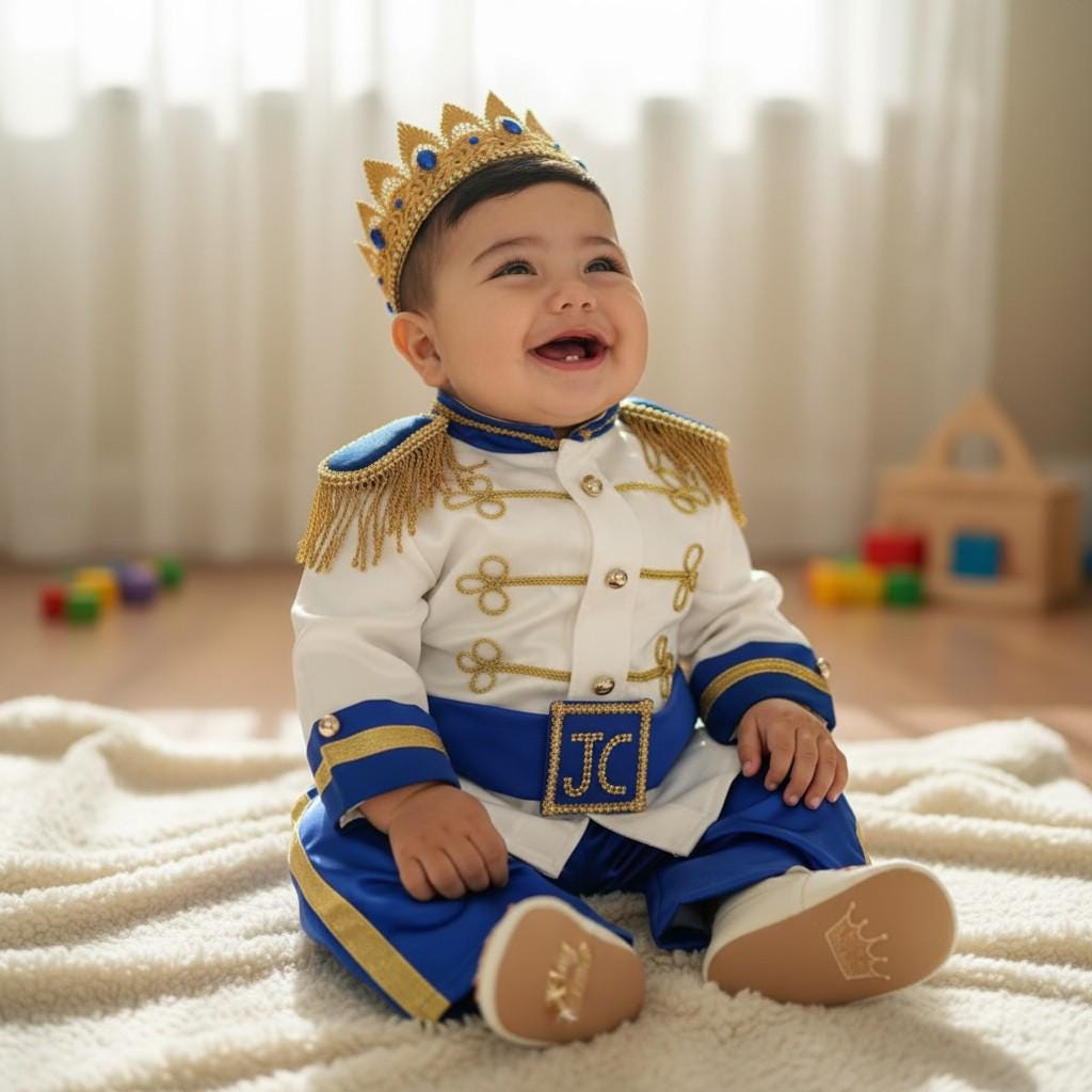 Handmade Royal Blue Prince Charming Baby Costume: Colonial Party Outfit