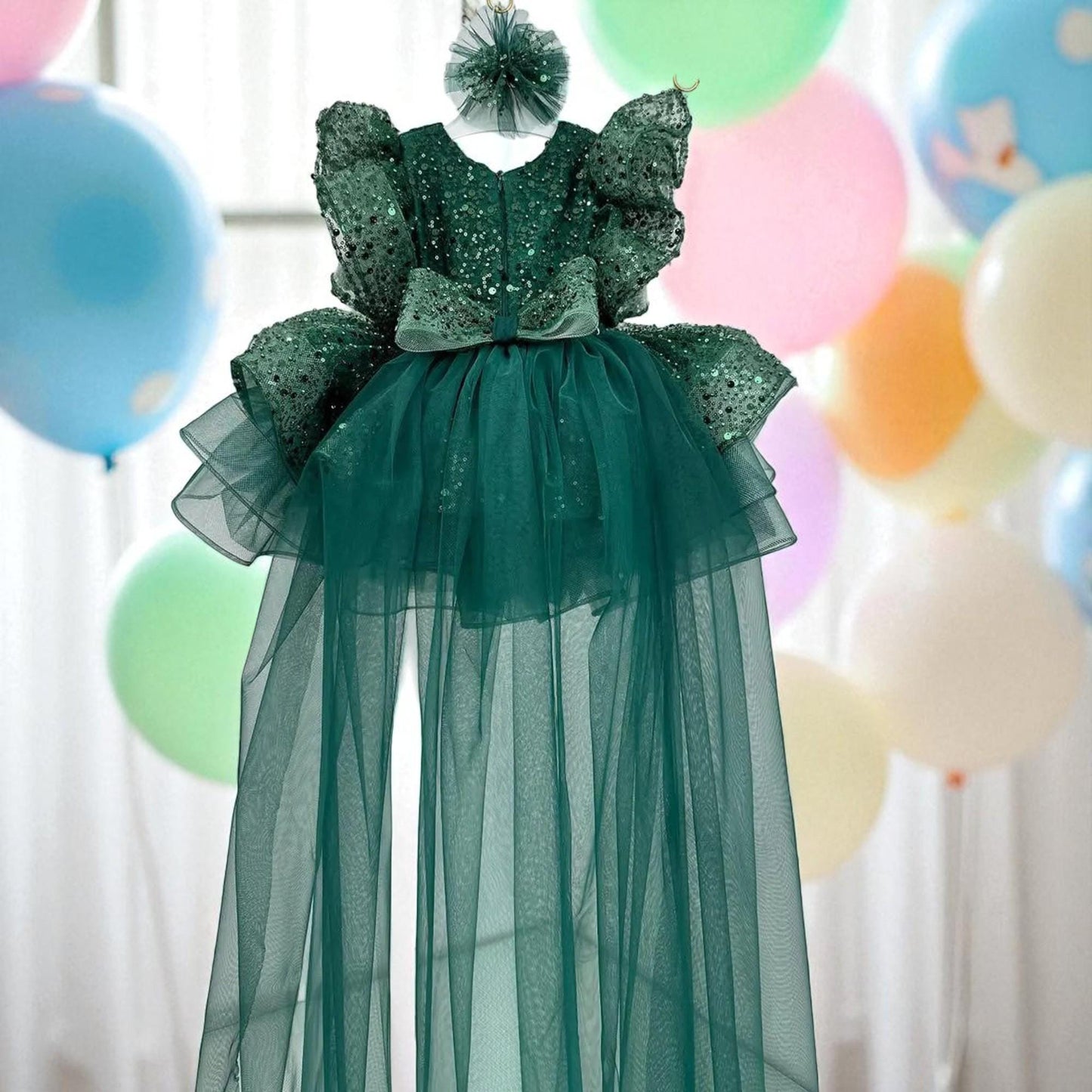 Toddler Christmas Dress: Green Tulle Holiday Party Dress