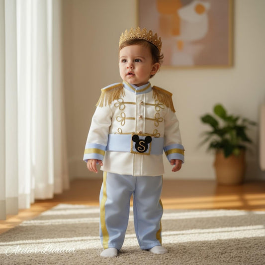 Baby Prince Charming Costume, Royal Blue Birthday Outfit for Boys, Handmade Toddler Colonial Suit, Baby Shower Gift Outfit