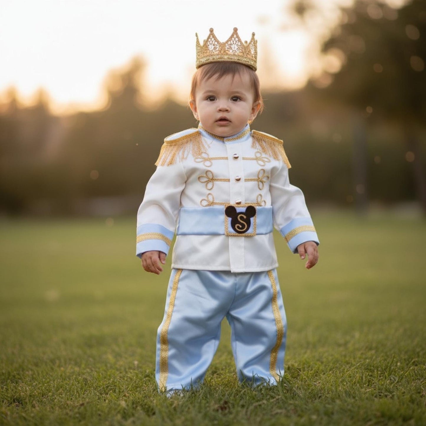 Baby Prince Charming Costume, Royal Blue Birthday Outfit for Boys, Handmade Toddler Colonial Suit, Baby Shower Gift Outfit