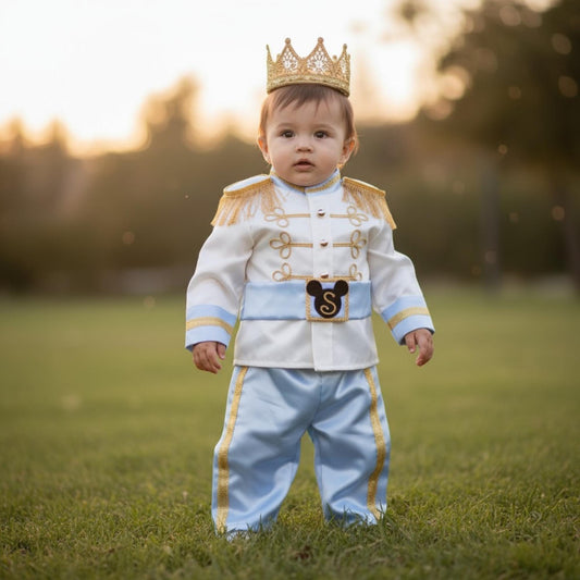 Baby Prince Charming Costume, Royal Blue Birthday Outfit for Boys, Handmade Toddler Colonial Suit, Baby Shower Gift Outfit