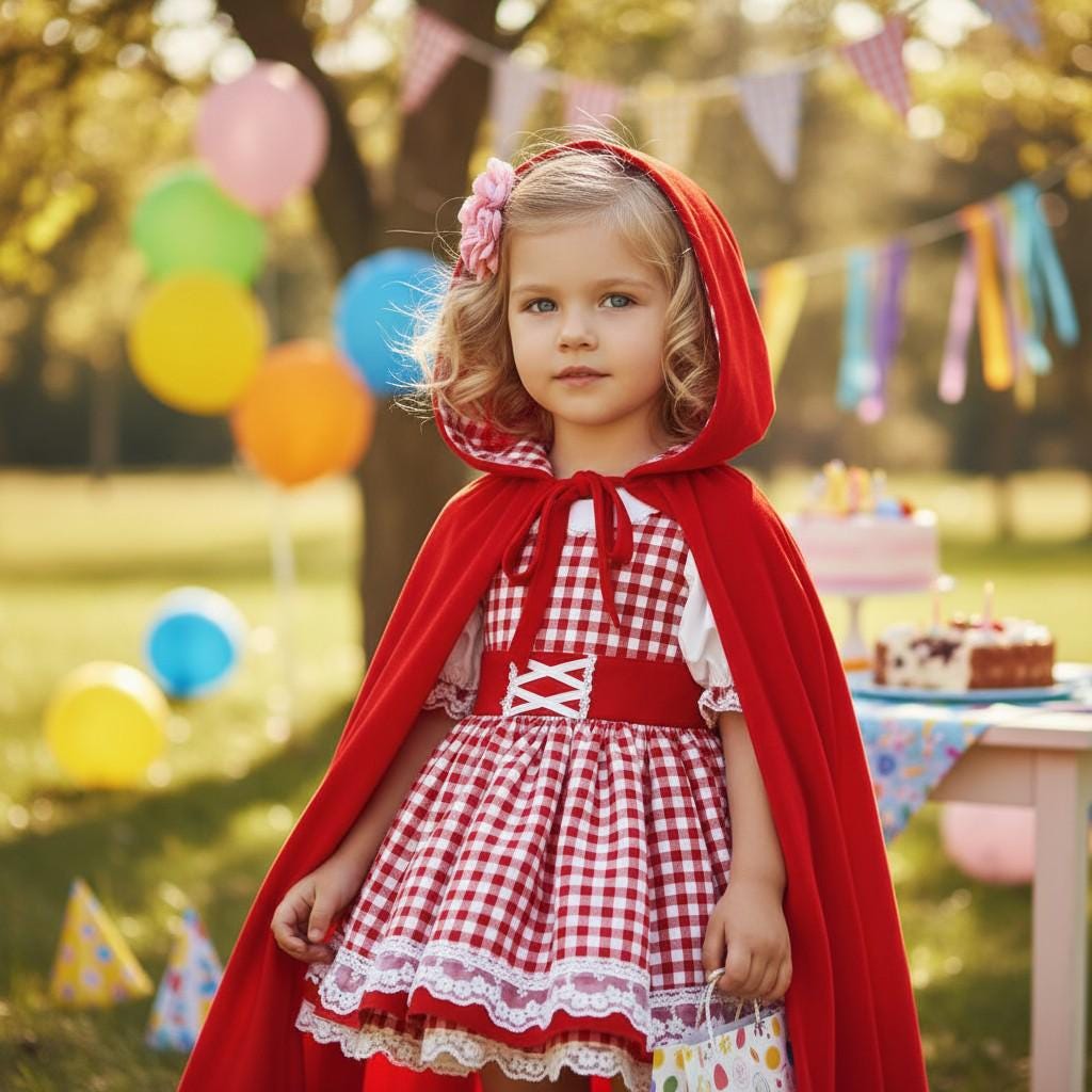 Red Elsie toddler party dress with cape by SimmiUnique
