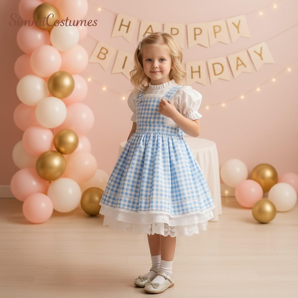 Blue Dorothy Girl Dress | Toddler Birthday Outfit | Wizard Costume | Handmade Princess Party Dress for Girls
