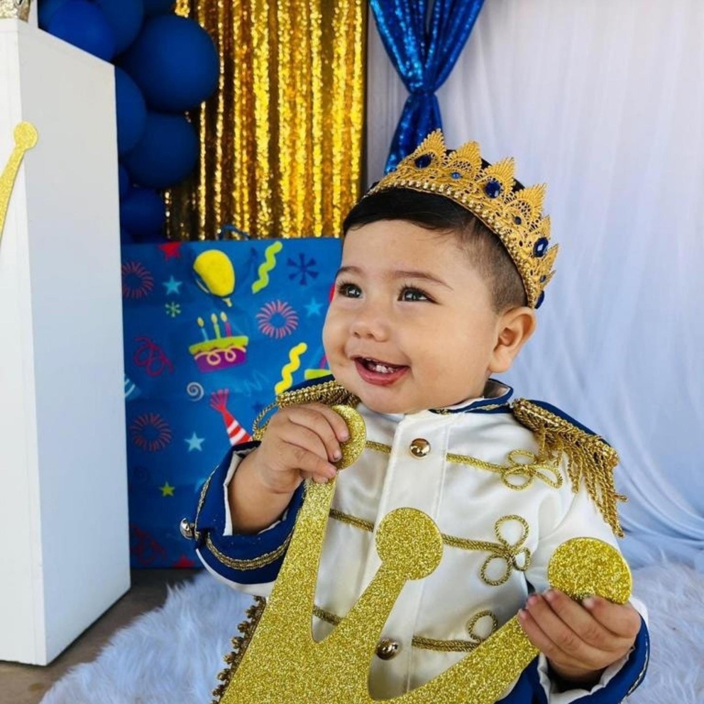 Handmade Royal Blue Prince Charming Baby Costume: Colonial Party Outfit