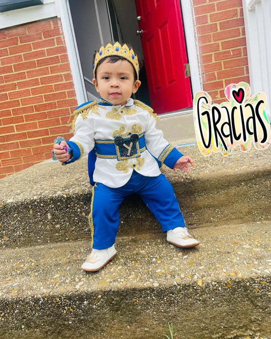 Toddler Prince Charming Outfit, Baby Boy Royal Blue Colonial Costume, Handmade Birthday Suit, Baptism Christening Clothes