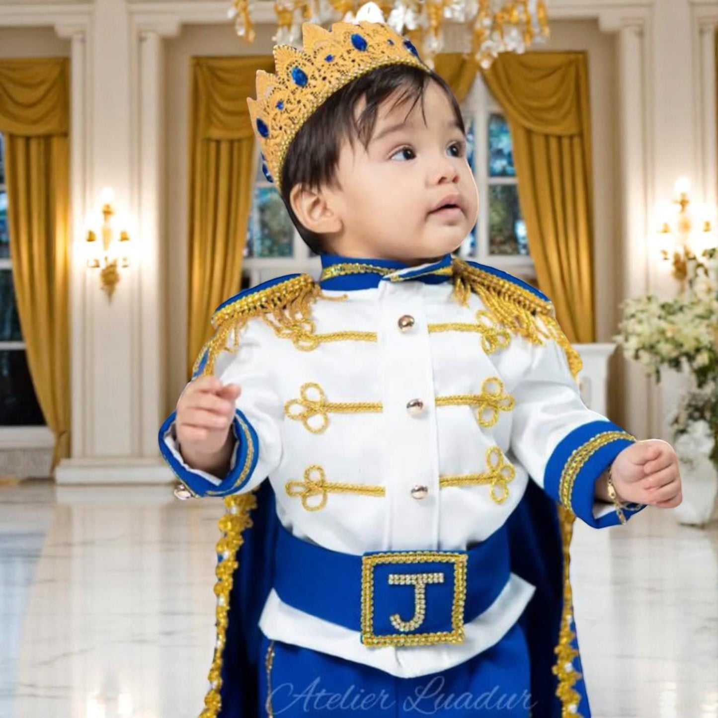 Handmade Prince Charming Costume: Royal Blue & Gold Birthday Outfit